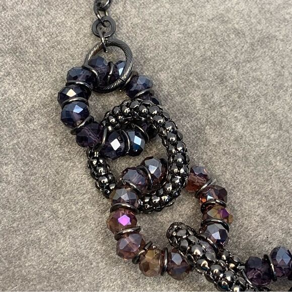 NYGARD Purple pink dark chrome beaded link necklace - Picture 4 of 8